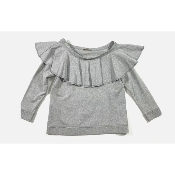 Size Small BOSTON PROPER GRAY OFF-SHOULDER TERRY SWEATSHIRT Fall Winter Designer - Picture 3 of 7